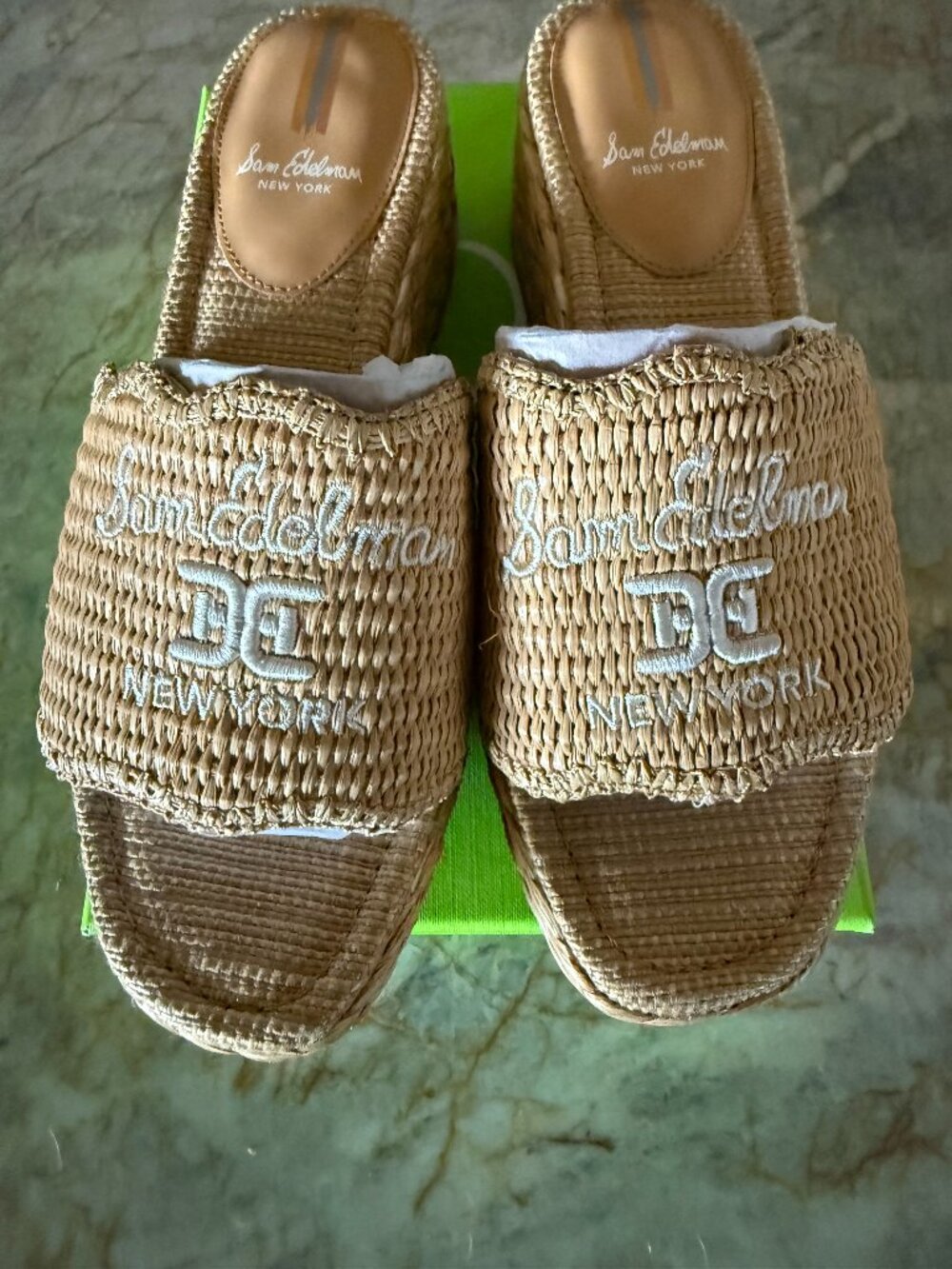 Sam Edelman Camila Wedge Sandal in Sand Raffia